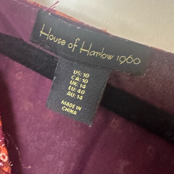 House Of Harlow 1960 Red Floral SmockedCuff Surplice Neck Tiered Ruffle Dress 10 - Picture 11 of 16